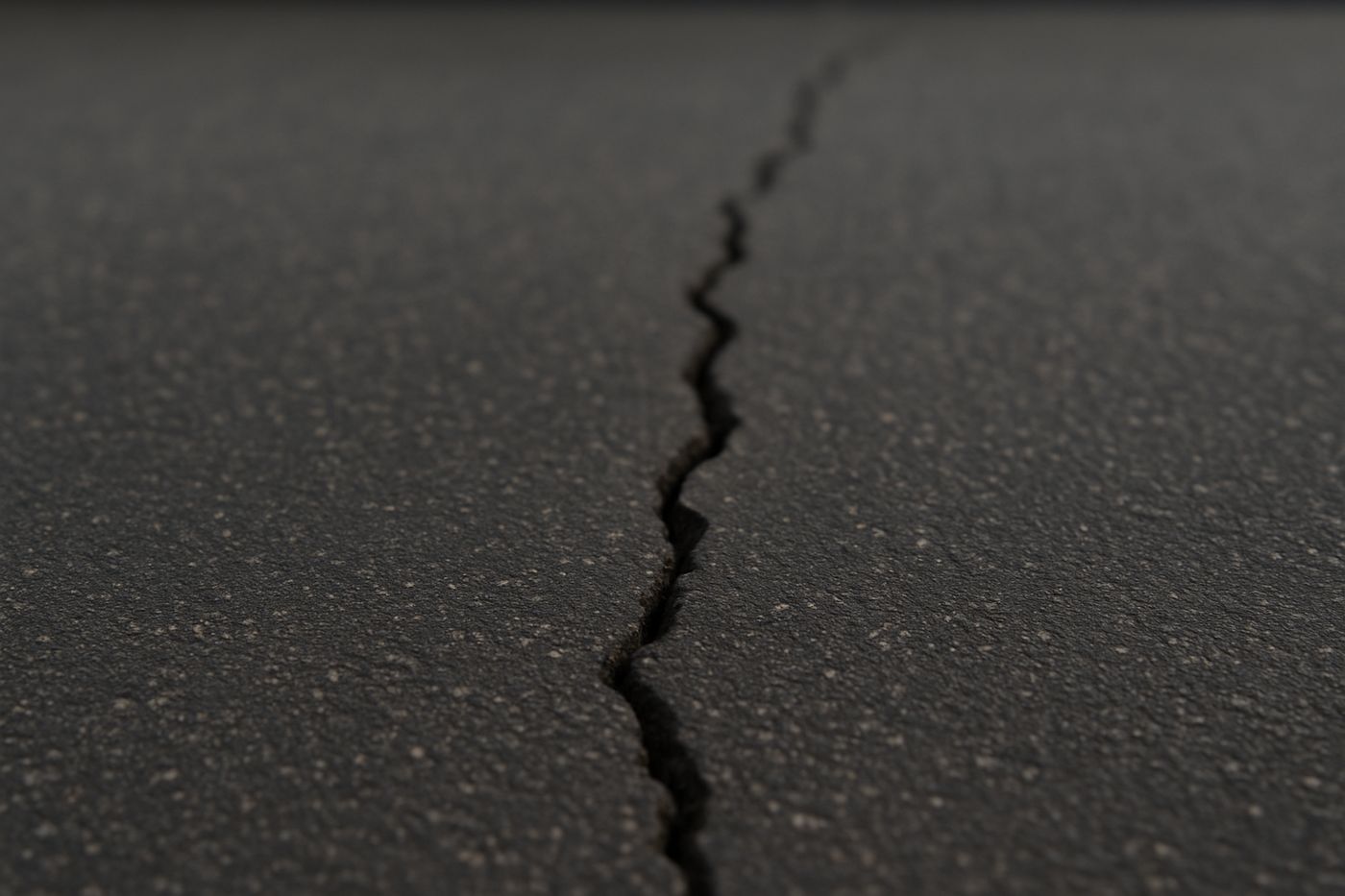 Open crack in asphalt before filling