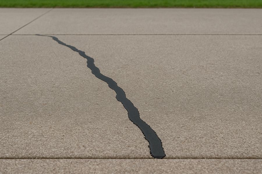 Parking pad cracks filled