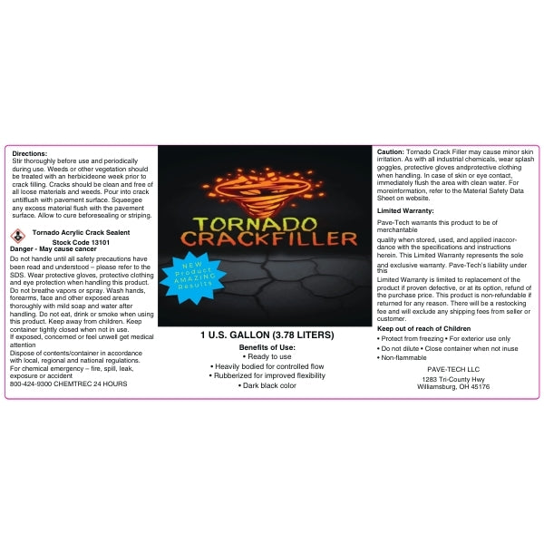 Tornado Crackfiller – Pavement Crack Sealant (1 Gallon)